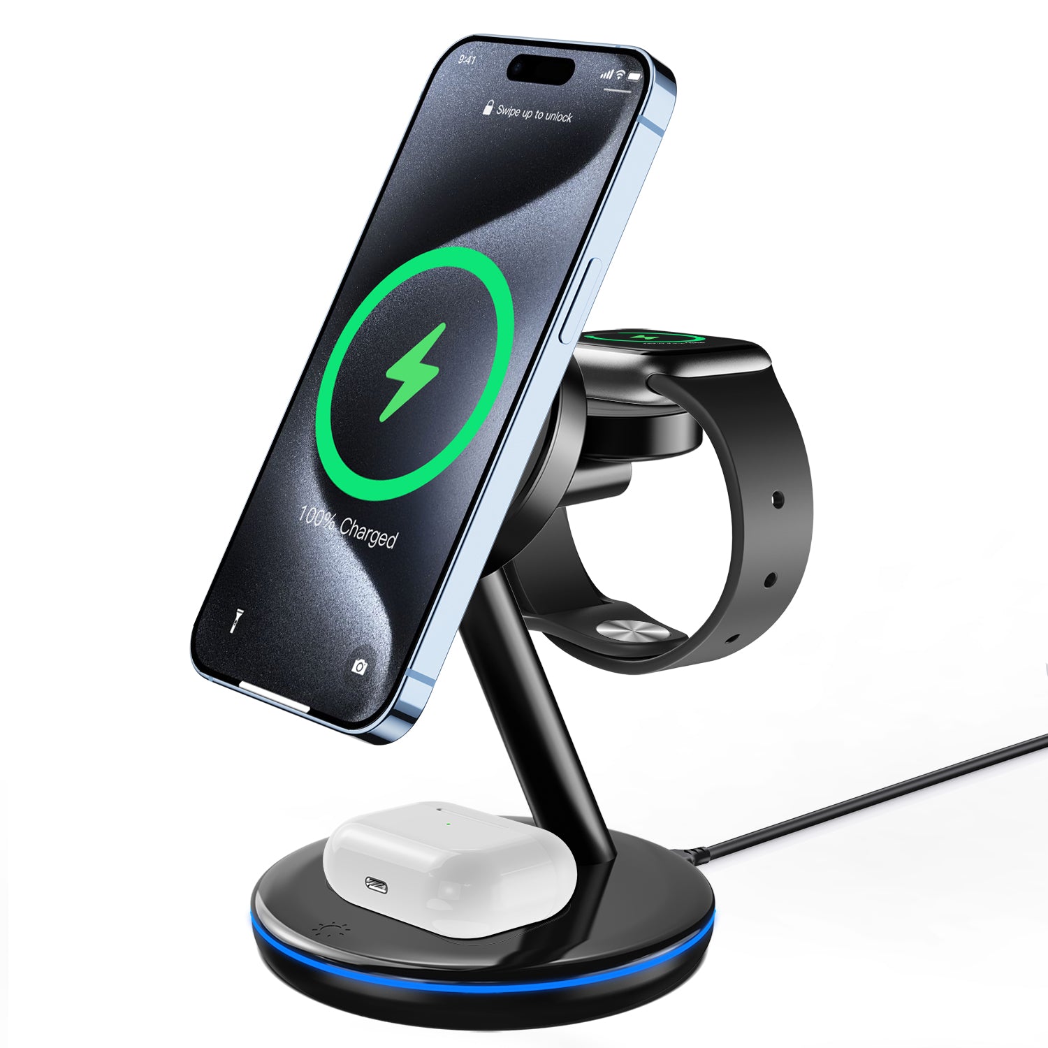 Anker Wireless Charger, PowerWave Magnetic 2-in-1 Stand with 4 ft USB-C  Cable, Wireless Charging Station Only for iPhone 14/14 Pro/14 Pro Max/13/13